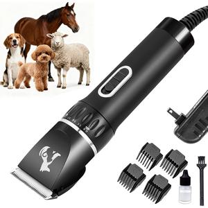 Professional Dog Clippers for Thick Coats - Heavy Duty Pet Grooming Clippers with Powerful Motor & Detachable Blades, Corded Hair Shears,Swiftly Trim Dogs, Cats, Sheep,Horses Dense Fur