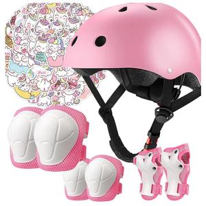 Kids Bike Helmet Set,CPSC Certified with Knee Elbow Wrist Pads Guards,Toddler Adjustable Black Helmet for Ages 2-3-5-8 Girls Child,Sports Protective Gear Set for Bicycle Skate Scooter Small
