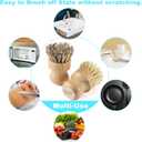 Bamboo Dish Brush Set, 4 Pcs Palm Wooden Dish Scrubber Brush, Dish Brushes, Durable Wood Dishes Scrub Brush, Natural Round Vegetable Cleaning Pots Pans Sink Washing Kitchen Brush by Aisuly (2p Palm+2p Sisal)