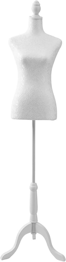 Adjustable Female Pinnable Mannequin Torso with Tripod Base for Display (White)