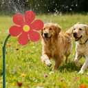 Crazy Daisy Sprinkler Crazy Dancing Flower Water Sprinklers Funny Sun Flower Dancing Daisy Lawn Sprinkler for Yard Watering Dogs Playing Red Garden Sprinklers