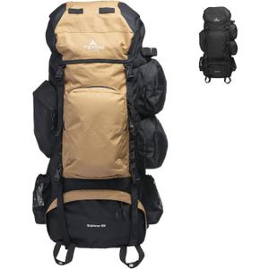 Teton 85L Explorer Internal Frame Backpack for Hiking, Camping, Backpacking, Rain Cover Included, Buck Brown