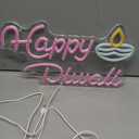 Happy Diwali Neon Sign, Festival of Light Oil Lamp Shape LED Neon Light Signs, Diwali Decorations for Home, Neon Signs for Wall room bedroom Decor (Pink)