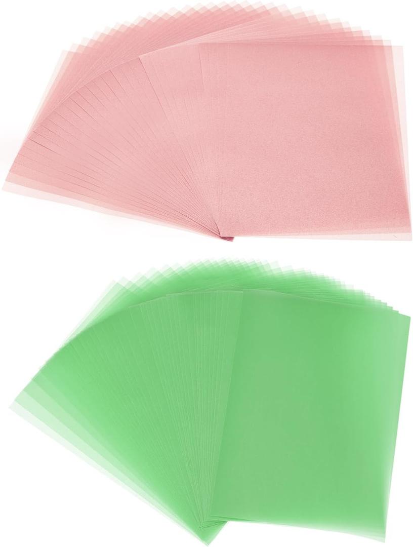 PATIKIL 60 Sheets Vellum Paper 8.5x11inches, Printable Translucent Paper 100GSM Colored for Invitations Laser Inkjet Printing Card Making Crafting Wedding Tracing, Green/Pink