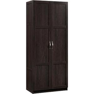 Sauder Storage Cabinet/ Pantry cabinets, 29.61 " x D: 16.02 " x H: 71.50", Cinnamon Cherry finish, W: 29.69" X D: 16.34" X H: 71.10"