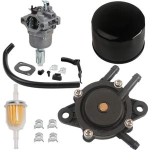 HIFROM Carburetor Carb Kit Fuel Pump Fuel Filter with Oil Filter Replacement for John Deere 108 L105 102 115 105 X120 X145 L107 L108 LA125 LA115 LA105 D110 D105 Lawn Tractor MIA12509 MIA11474