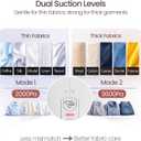 Vacuum Steamer for Clothes, 2000Pa&3600Pa Suction Handheld Clothes Steamer,2 in 1 Portable Travel Steamer for Clothes,Garment Steamer With 122ml Water Tank (for 110-120V) (Pearl White)