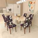 Stretch Dining Chair Covers Set of 2,Floral Print Chair Covers,Soft Removable Washable,Pet Friendly Furniture Protector,Universal Chair Slipcovers for Home, Kitchen,Ceremony Dining Room Seat