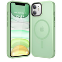 Strong Magnetic for iPhone 11 Case Compatible with Magsafe, [13FT Drop Resistant] Translucent Matte Skin Feeling Back, Aluminum Alloy Keys Shockproof Phone Case, Light Green Pack of 3