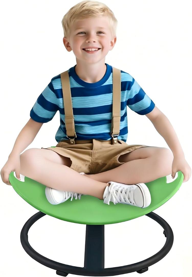 Spinning Chair for Autistic Kids, Sensory Swivel Chair with Safety Handles, 220LBS Weight Capacity, Spinning Toy for Kids Autism & ADHD Age 3+, Sensory Product for Body Balance (Green), 9.84 in x 17.64 in x 9.84 in