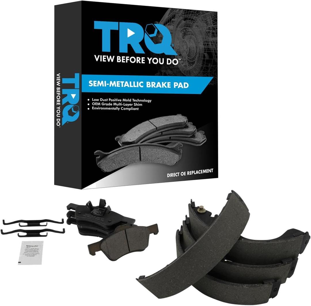 TRQ Front and Rear Brake Pads Semi Metallic Hardware Compatible with 2005-2007 Ford Escape 2005-2008 Mazda Tribute 2005-2007 Mercury Mariner (BFA81621)