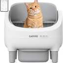 Automatic Cat Litter Box Self Cleaning, App Control, Open-Top Automatic Litter Box with Safety Sensors, Ultra-Quiet, 10.5L Waste Bin with Odor Control, 1 Roll of Garbage Bags, Light Grey | App Control, with Safety Sensors, Ultra-Quiet, 10.5L Waste Bin with Odor Control, 1 Roll of Garbage Bags