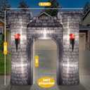Preboun 8ft Medieval Party Inflatable Decoration Medieval Inflatable Castle Blow up Archway with Built-in Lights for Knight Birthday Cosplay Party Outdoor Yard Garden Decor