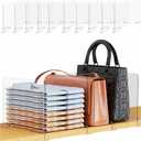 Yieach 10 Pack Towel,Sweater,Purse Organizer and Acrylic Shelf Dividers for Closet Organization - Adjustable Height - Vertical Shelf Separators for T Shirt,Clear Closet Shelf Divider for Wood Shelves