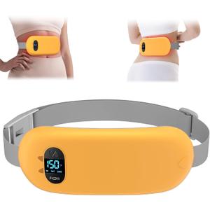 Portable Heating Pad for Cramps, Upgrade Cordless Electric Period Fast Heating Pad for Back Pain Relief Menstrual Belt 6 Heat 6 Massage Modes Gifts for Women Girls Her Girlfriend Yellow