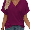 WIHOLL Womens Summer Tops Short Dolman Sleeve Shirts 2025 Fashion V Neck Outfits Clothes
