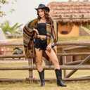 IUV Wide Cowboy Boots For Women Western Cowgirl Boots Mid Calf Snip Toe Boot With Chunky Heel 8