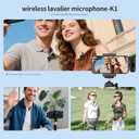 Wireless Microphone for iPhone iPad and Android Phone, 2 Pack Wireless Lavalier Lapel Mic with Noise Reduction, Plug and Play Mini Microphone for Video Recording Interview Podcast YouTube TikTok Vlog