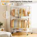 ULIFHOME P4 Plus Rolling Clothes Rack Heavy Duty, Clothing Racks for Hanging Clothes, Free Standing Garment Racks with Wheels, Portable Closet Rack 45''W 20.5''D 80.5''H, Max Load 570 Lbs, White