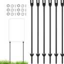 6 Pack Yard Sign Stakes, 16 Inch Metal Stakes for Yard Signs, Fits Sign 7 to 12 Inch, Signs Holder Stand for Fence Road Parking Street Stop Camping or Plant (Black)