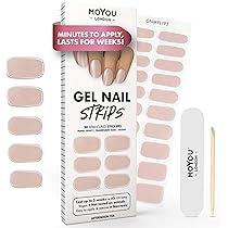  6X 
MOYOU LONDON Semi Cured Gel Nail Strips - 20 Pcs. Waterproof Gel Nail Wraps, Cures in Sunlight or UV/LED Lamp, Lasts Up to 2+ Weeks, Stretchable, Easy to Apply & Remove, Vegan & Cruelty-Free