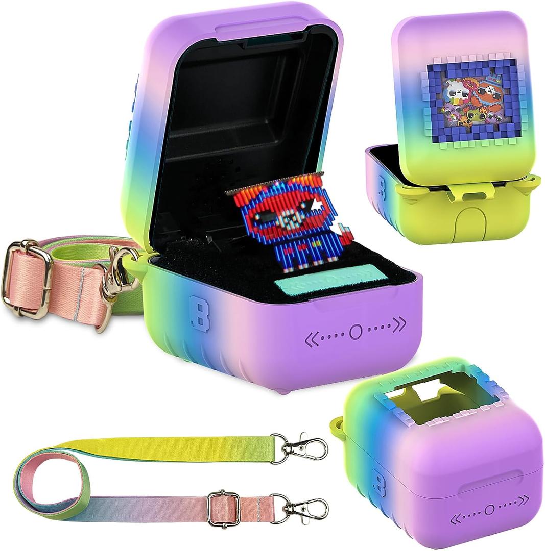 JCHPINE Silicone Cover Case for Bitzee Interactive Digital Pet and Case, Protective Skin Sleeve for Bitzee Virtual Electronic Pets Accessories (for Original 15 Animals) (Rainbow)