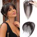 Benehair Clip on Bangs Real Human Hair with 360 Full Coverage, 3D Air Bangs for Daily Wear, Natural Seamless Fit for Women Natural Black