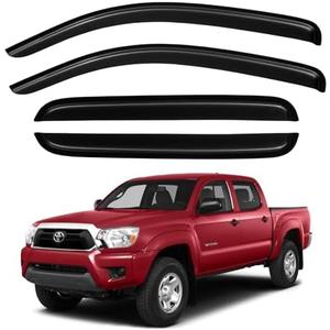 KPY Window Visor Compatible with Toyota Tacoma Double Cab 2005-2015, Rain Guard Side Window Vent Deflectors Tape-On Style, 2005 2006 2007 2008 2009 2010 2011 2012 2013 2014 2015, Black
