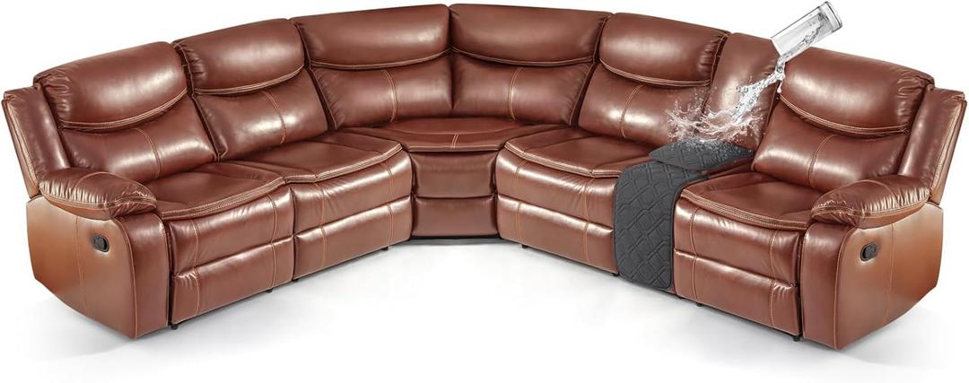 VANSOFY Extra Large Reclining Sectional Couch Covers, Waterproof 5-Piece Sofa Covers for L Shape Sectional Sofa Corner Seater Washable Slipcover for Pets, Dogs(1 Seat Console Cover, Charcoal Gray)