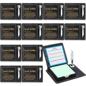 Thenshop 12 Pcs Social Worker Appreciation Gifts Bulk Sticky Note Holder Thank You Inspirational Quote for Women Men Nurse Employees Coworker Self Adhesive Office Note Pad Holders (Motto)