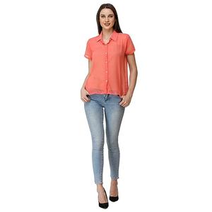 Coral Short Sleeves Blouse S