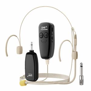 Wireless Headset Microphone, UHF Skin Tone Head Mic Speaker System, Beige Professional Voice Amplifier Microphones, with 164ft Range, Ideal for Teachers Tour Guides Fitness Coaches Conferences