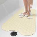 OTHWAY No Suction Cup Bath Mat: 39x16 inch Extra Long BathmatPerfect for Refinished or Ordinary Bath TubsMade of Nature Rubbera Blessing for The Elderly and Children (Beige)