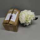 White Fake Flowers with Vase Hydrangea Artificial Flowers in Vase Peony Faux Flowers in Vase Rose Silk Flowers Peonies Floral Arrangements Artificial with Vase for Home Office Table Shelf Decor