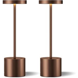 Kakanuo Brown Cordless Lamp Set, Rechargeable Lamp, 3 Color Temperature, LED Outdoor Wireless Lamps, Battery Operated Lamps, Stepless Dimmable, Touch Control
