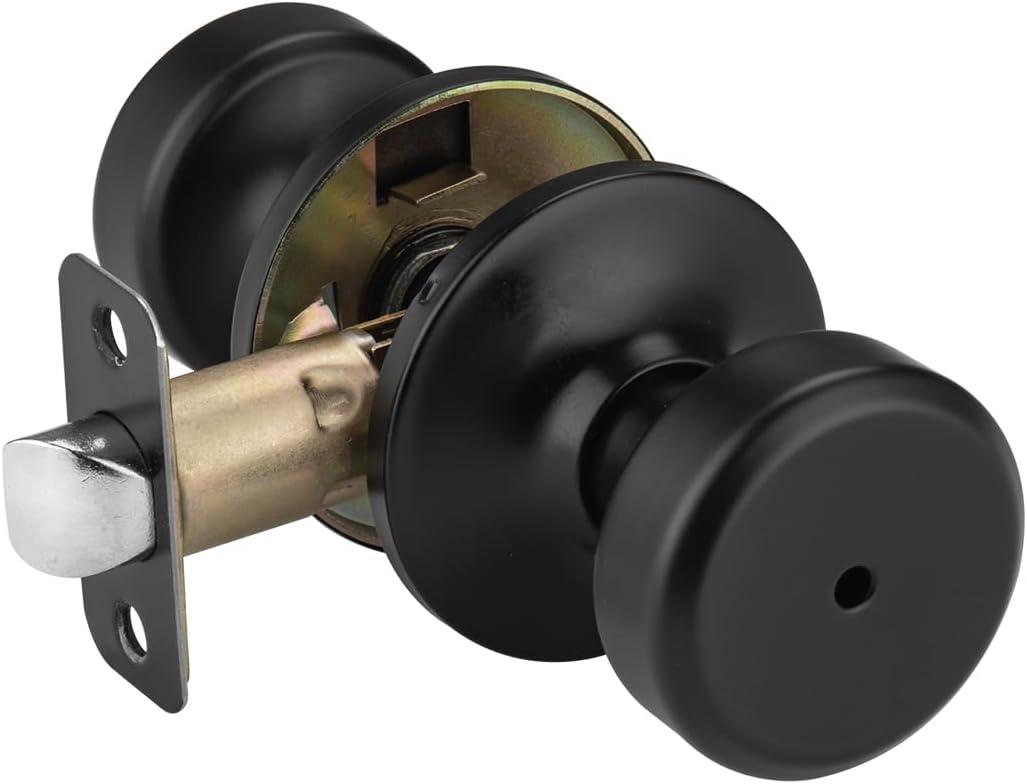 Black Door Knobs, Pismo Door Knob with Lock, Privacy Door Handles Interior for Bath & Bed (Privacy, Matte Black, 1)