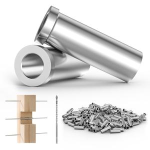 LuckIn 120 Pack Stainless Steel Protector Sleeves Cable Railing Hardware Kit for 1/8" Wire Rope Deck Cable Railing, Wood Posts, T316 Marine Grade Cable Railing Protective Sleeves