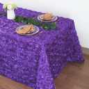 B-COOL Purple Rosette Tablecloth 60x102 Inch Satin 3D Floralr Romantic Party Table Fabeic for Wedding Bridal Shower Birthday Rectangle Table Decoration