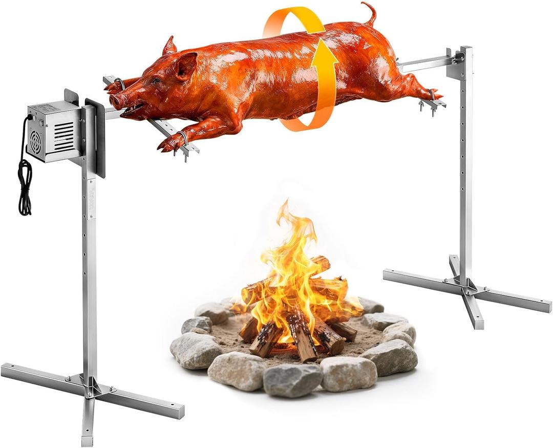 VEVOR Rotisserie Grill, 56in Electric Rotisserie Grill Kit 8 Level Height, BBQ Grills Rotisseries Kit with 132 lbs Load Capacity, Asador de Puerco, Stainless Steel Automatic Grilling Kits for Parties