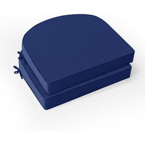 Outdoor Chair Cushions Set of 2: Waterproof & Fade Resistant Patio Furniture Cushions - 18.5 x 16 x 2 Inch Non Slip Round Corner Seat Cushion Pads with Removable Cover for Garden Yard Lawn, Navy Blue
