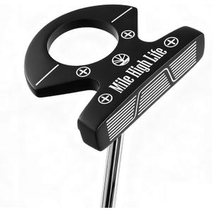 Mile High Life Mens Right Handed Golf Putter | Innovative Design w/Premium Grip & Enhanced Aim Line for Alignment | Optimized Value Putter Alternative to Major Brands, Shaft Length: 35 inches, Loft: 3 degrees, Anti-Slip Rubber Grip