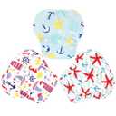 Langsprit 3 Pack Swim Diaper for Baby & Toddle, Reuseable Washable Diaper Swim for Swimming Lesson & Baby Shower Gifts (S, Sailing)