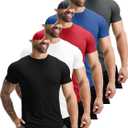 GYM REVOLUTION Men's Workout Gym Hipster Curved Hem Muscle Fitness Hip Hop T Shirts, Gymt01b/5pc/Set a, M