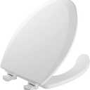 MAYFAIR 18440EC 000 Open Front Toilet Seat will Never Loosen and Easily Remove, ELONGATED, Durable Enameled Wood, White