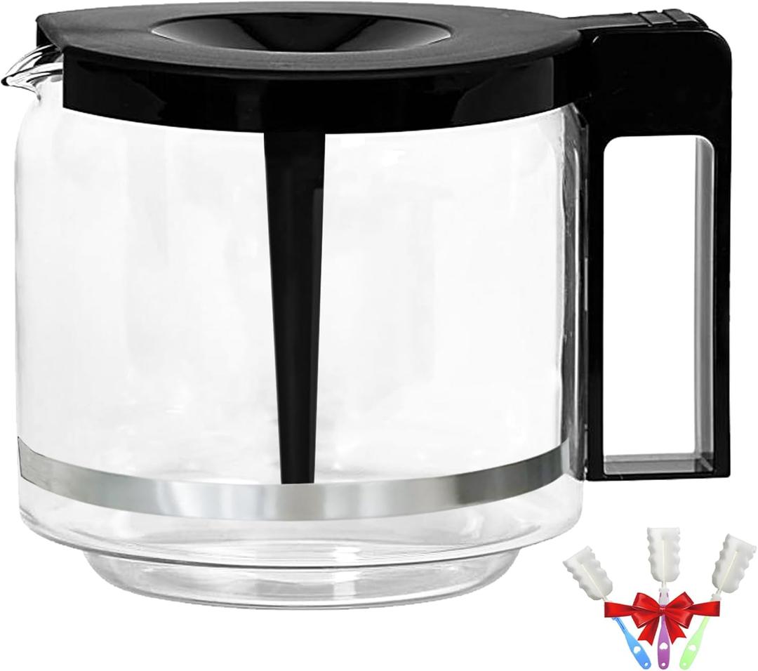 Carafe Compatible With moccamaster KBG Brewers (89830), Compatible With moccamaster Carafe Replacement, 10-Cup/1.25L/40oz, Coffee Pot With Metal Ring, Includes Random Cleaning Brush.