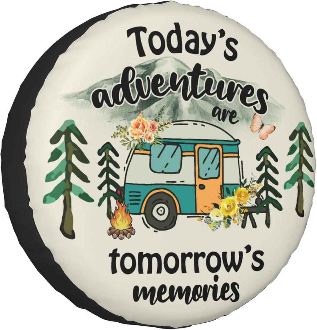 Spare Tire Cover for RV Camper Adventure, Weatherproof Universal Wheel Cover for RV Travel Trailer Camper Truck 14inch