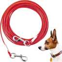 Tie Out Cable for Dogs,30FT Dog Leads,Heavy Duty Tie Out Cable for Large Dogs Up to 125lbs,Durable Dog Runner Tether Line for Outdoor,Yard (Red)