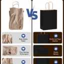 Bakepacker 100-Pack Small Size Gift Paper Bags with Handles Bulk 8.3"x6"x3.17" Black Party Kraft Shopping Bags
