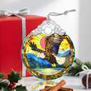 5 x Christmas Ornaments: Stained Glass Ornament, Christmas Tree Ornament, Hanging Ornaments for Home Decor & Xmas Tree Decorations  Exquisite Holiday Decor, Gifts & Holiday Present - Bald Eagle