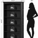 TVU 5-Tier Wooden Bookshelf, 31.5" W x 65" H 9.9" D Bookshelf with Storage, Floor Standing Modern Style Display Bookcase for Living Room, Office, Study Room, Entryway, Black